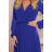 313-3 ISABELLE Pleated dress with neckline and long sleeve - Royal Blue