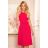 311-5 LILA Pleated dress with short sleeves - raspberry color
