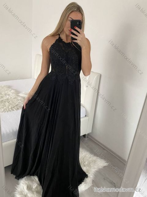 Šaty dlouhé letní elegantní společenské bez rukávu na ramínka dámské (S/M ONE SIZE) ITALSKÁ MÓDA IMPSH22L18806