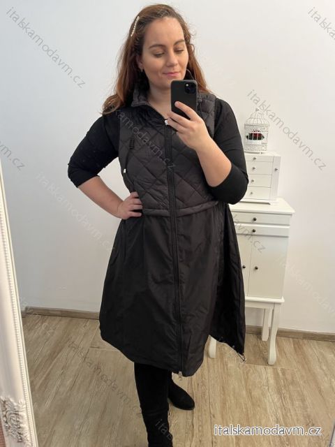 Vesta bez rukávu dámské nadrozměr (XL/2XL ONE SIZE) ITALSKá MóDA IM423ELENA/DU XL/2XL Černá