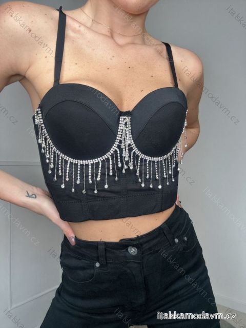 Top croptop na ramínka dámský (S/M ONE SIZE) ITALSKÁ MÓDA IMPBB23073r