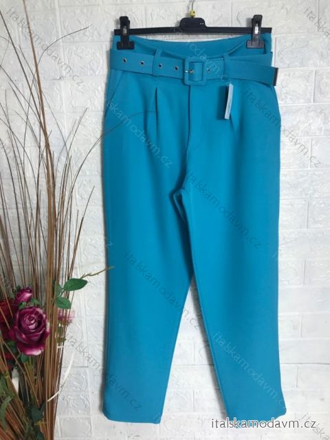 Kalhoty dlouhé s páskem dámské (S-XL) ITALSKÁ MÓDA IMPGM237884-04 tyrkysová S