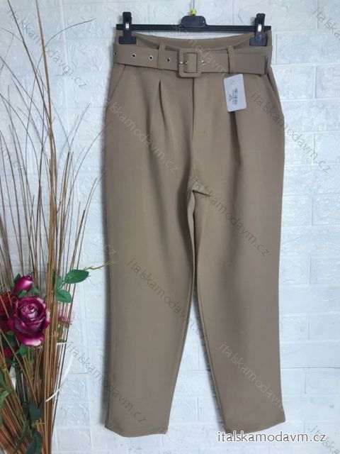 Kalhoty dlouhé s páskem dámské (S-XL) ITALSKÁ MÓDA IMPGM237884-05 světle hnědá S