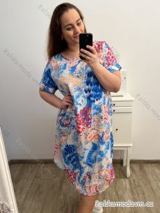 Šaty krátký rukáv dámské nadrozměr (2XL/3XL ONE SIZE) ITALSKá MóDA IM423MARICA/DUR