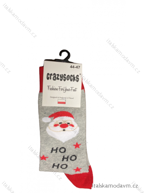 Ponožky vánoční veselé sob Rudy Santa Claus slabé pánské CRAZY SOCKS (40-43,44-47) POLSKÁ MÓDA DPP20065