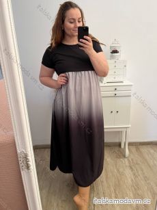 Šaty dlouhé  krátký rukáv dámské nadrozměr (XL/2XL/3XL ONE SIZE) ITALSKá MóDA IM423ANTICONA/DUR