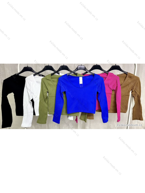 Top croptop dlouhý rukáv dámský (S/M ONE SIZE) ITALSKÁ MÓDA IMPLP2309130058