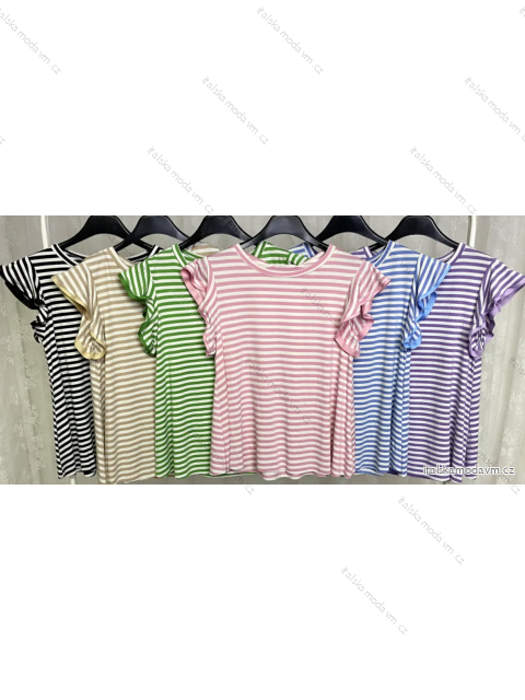 Tričko krátký rukáv dámské proužek (S/M ONE SIZE) ITALSKÁ MÓDA IMPLP2377350058