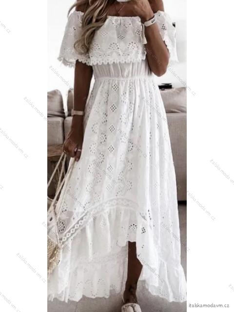 Šaty dlouhé letní krajkové carmen dámské (S/M ONE SIZE) ITALSKÁ MÓDA IMPLP2363750168