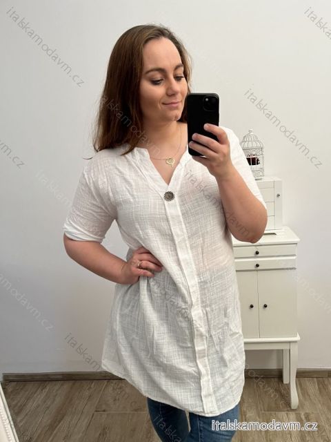 Košeľa oversize 3/4 dlhý rukáv dámska nadrozmer (XL/2XL/3XL ONE SIZE) TALIANSKA MóDA IM423078