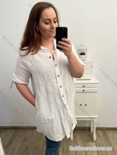 Košile prodloužená 3/4 dlouhý rukáv dámská nadrozměr (XL/2XL/3XL ONE SIZE) ITALSKá MóDA IM423072