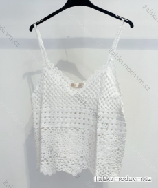 Top croptop krajkový na ramínka dámský (S/M ONE SIZE) ITALSKÁ MÓDA IMPMD237214