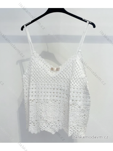 Top croptop krajkový na ramínka dámský (S/M ONE SIZE) ITALSKÁ MÓDA IMPMD237214