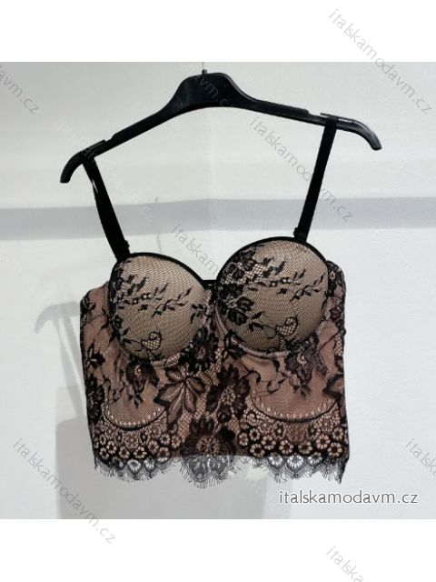 Top croptop krajkový na ramínka dámský (S/M ONE SIZE) ITALSKÁ MÓDA IMPMD23024/813