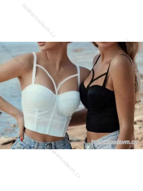 Crop top na ramínka dámský (S/M ONE SIZE) ITALSKÁ MÓDA IMPCF230wh890-