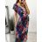 Šaty dlouhé elegantní icecool krátký rukáv dámské (M/L, XL/2XL) AINUOSI  ITALSKÁ MODA IMB237739/DU M/L modrá