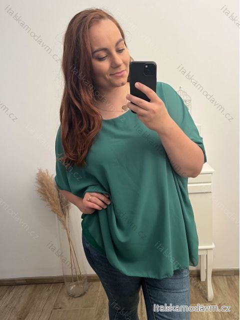 Tunika šifonová oversize krátký rukáv dámská nadrozměr (2XL/3XL/4XL ONE SIZE) ITALSKá MóDA IM323MIA