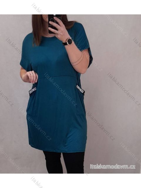 Šaty oversize krátký rukáv dámské nadrozměr (4XL/5XL ONE SIZE) ITALSKÁ MÓDA IM423002