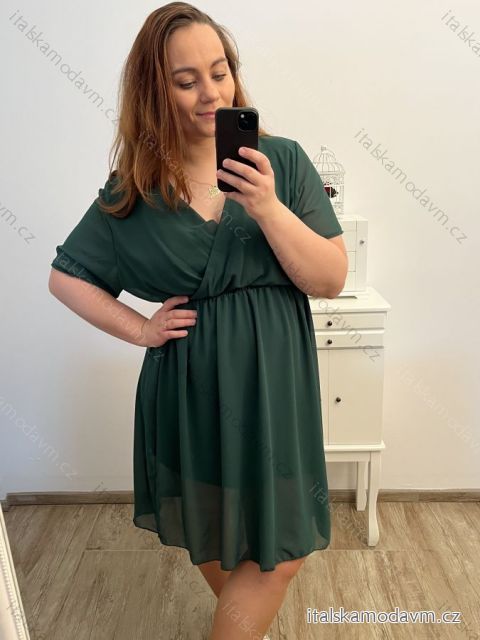 Šaty krátký rukáv dámské nadrozměr (2XL/3XL ONE SIZE) ITALSKá MóDA IM423MILANO