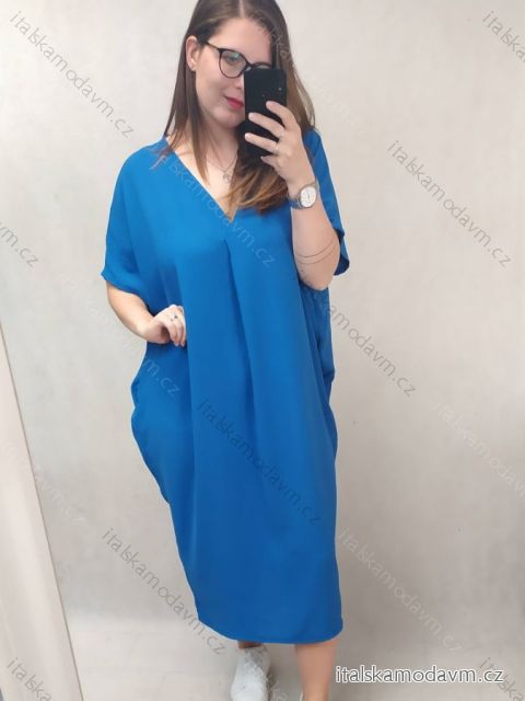 Šaty maxi dlouhé oversize krátký rukáv dámské nadrozměr (4XL/5XL ONE SIZE) ITALSKÁ MÓDA IMD23422/DR