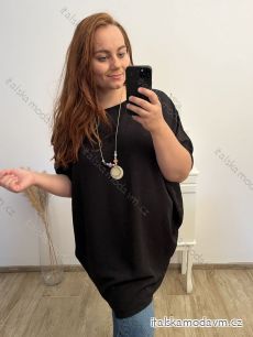 Tunika oversize krátký rukáv dámská nadrozměr (3XL/4XL/5XL ONE SIZE) ITALSKÁ MÓDA IMBM23COLET/DU