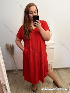 Šaty volnočasové bavlněné krátký rukáv oversize dámské (2XL/3XL/4XL/5XL ONE SIZE) ITALSKÁ MÓDA IM423GIRA/DR