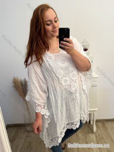 Tunika oversize krátký rukáv dámská nadrozměr (XL/2XL/3XL/4XL/5XL ONE SIZE) ITALSKÁ MÓDA IMBM23SEE/DR