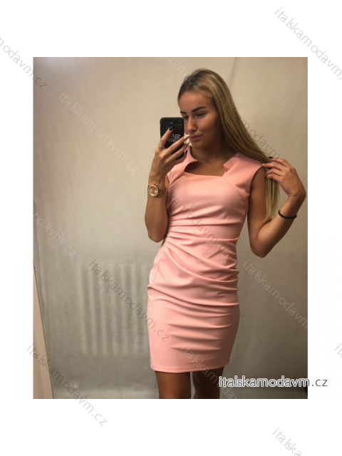 Šaty pouzdrové společenské elegantní bez rukávů dámské (S-XL) ITALSKÁ MÓDA IMM22Q51239-15/DUR