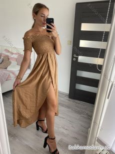 Šaty carmen dlouhé letní přes ramena dámské (S/M ONE SIZE) ITALSKÁ MÓDA IMM23M5350/DU