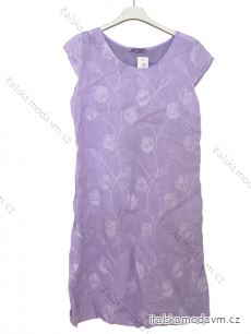 Šaty lněné letní krátký rukáv  dámské (M-3XL) ITALSKá MóDA IM422STELA-13/DU