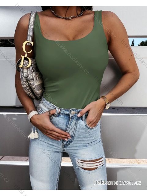 Tílko letní na široká ramínka dámské (S/M ONE SIZE) ITALSKÁ MÓDA IMD23293/DUR S/M Khaki