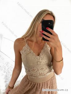 Top croptop krajkový na ramínka dámský (S/M ONE SIZE) ITALSKÁ MÓDA IMPMD231041a/DU