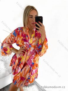 Šaty košilové letní oversize dlouhý rukáv dámské nadrozměr (S/M/L/XL/2XL ONE SIZE) ITALSKá MóDA IM8239802-4/DR