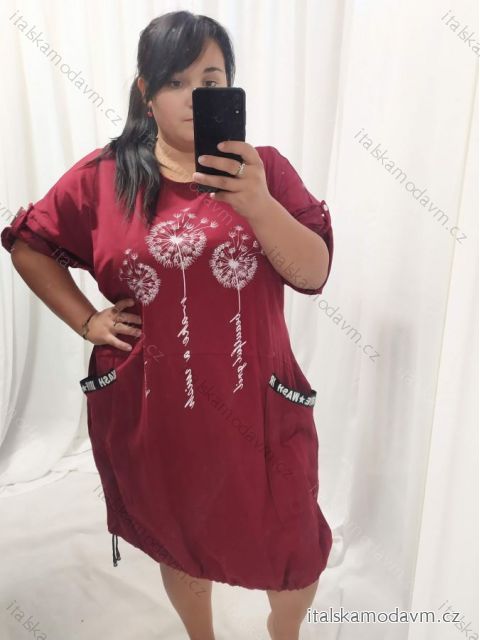 Šaty oversize krátký rukáv dámské nadrozměr (4XL/5XL ONE SIZE) ITALSKÁ MÓDA IM422FLUFF/DUR