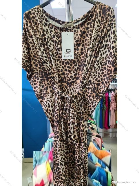 Šaty letní motýlkové icecool krátký rukáv dámské leopard (S/M ONE SIZE) ITALSKÁ MÓDA IMM211282