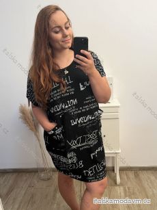 Šaty oversize krátky rukáv dámske nadrozmer (4XL/5XL ONE SIZE) TALIANSKA MÓDA IM423WRITES