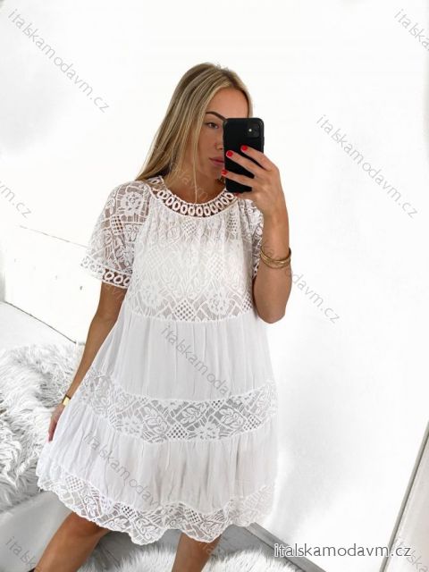 Šaty letné krajkové krátky rukáv dámske (S/M/L ONE SIZE) TALIANSKA MÓDA IMBM23054