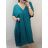 Šaty dlouhé maxi oversize krátký rukáv dámské viskoza nadrozměr (3XL/4XL/5XL ONE SIZE) ITALSKÁ MÓDA IMC22380/DUR pistáciová