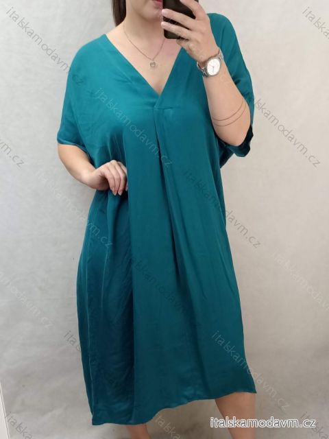 Šaty dlouhé maxi oversize krátký rukáv dámské viskoza nadrozměr (3XL/4XL/5XL ONE SIZE) ITALSKÁ MÓDA IMC22380/DR