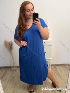 Šaty volnočasové bavlněné krátký rukáv oversize dámské (2XL/3XL/4XL/5XL ONE SIZE) ITALSKÁ MÓDA IM423GIRA