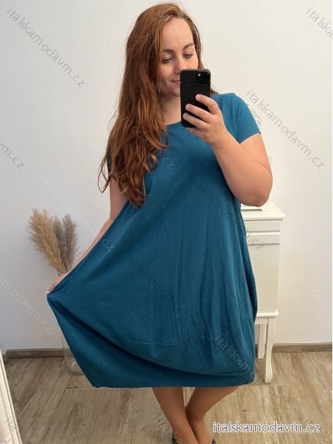 Šaty volnočasové krátký rukáv dámské nadrozměr (2XL/3XL ONE SIZE) ITALSKÁ MÓDA IM723BALLON