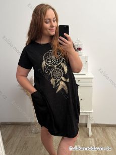 Šaty volnočasové krátký rukáv dámské nadrozměr (2XL/3XL/4XL ONE SIZE) ITALSKá MóDA IM423WANDA