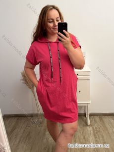 Šaty s kapucí krátký rukáv dámská nadrozměr (XL2XL/3XL ONE SIZE) ITALSKá MóDA IM423LEGAGUE/DU