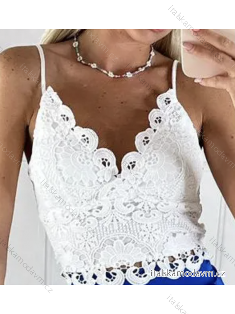 Top croptop krajkový na ramínka dámský (S/M ONE SIZE) ITALSKÁ MÓDA IMPBB234815ml