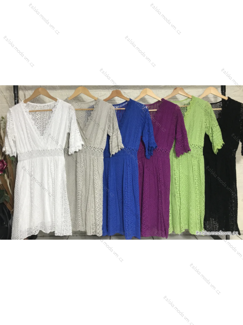 Šaty letné boho krajkové krátky rukáv dámske (S/M ONE SIZE) TALIANSKA MÓDA IMPGM2385782