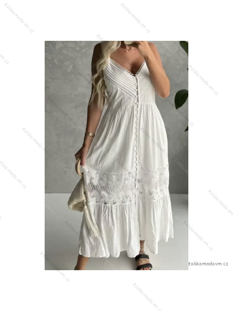 Šaty dlhé letné boho krajkové na ramienka dámske (S/M ONE SIZE) TALIANSKA MÓDA IMPGM236406