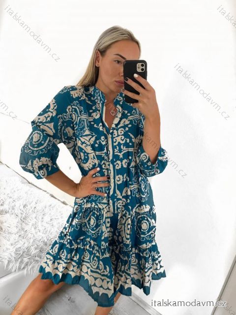 Šaty letní oversize košilové dlouhý rukáv dámské nadrozměr (S/M/L/XL/2XL ONE SIZE) ITALSKÁ MÓDA IMPLI234840/DUR