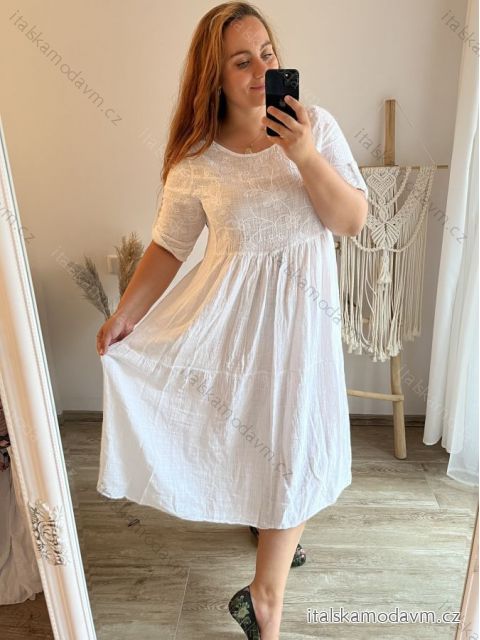 Šaty  oversize 3/4 rukáv dámské nadrozměr (XL/2XL/3XL ONE SIZE) ITALSKÁ MÓDA IM423KAIRA/DU