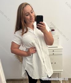 Košile oversize krátký rukáv dámská nadrozměr (XL/2XL ONE SIZE) ITALSKÁ MÓDA IMBM23ANGELA