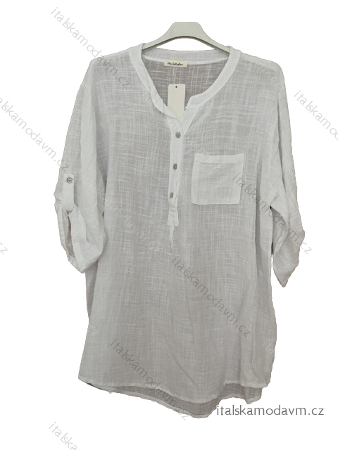 Tunika 3/4 rukáv dámská nadrozměr (XL/2XL ONE SIZE) ITALSKá MóDA IM423KIKI/DUR XL/2XL bílá